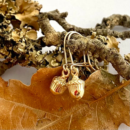 Solid Gold Small Acorn Earrings by Joy Everley