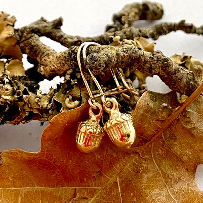 Solid Gold Small Acorn Earrings by Joy Everley