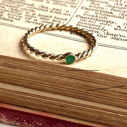 Solid Gold Fine Twist Emerald Ring by Joy Everley