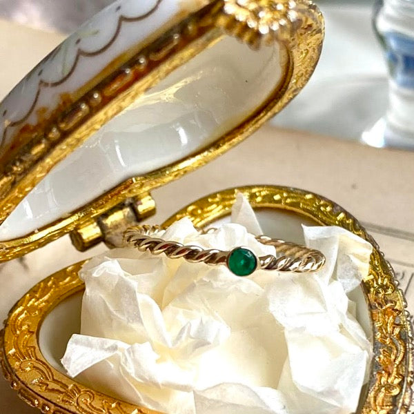 Solid Gold Fine Twist Emerald Ring by Joy Everley