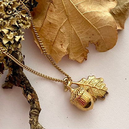 Solid Gold Acorn and Oak Leaf by Joy Everley