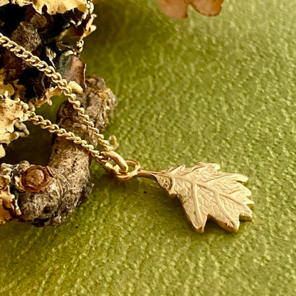 Solid Gold Acorn and Oak Leaf by Joy Everley