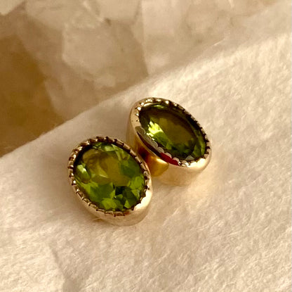 Gold Baroque Peridot Earrings by Joy Everley