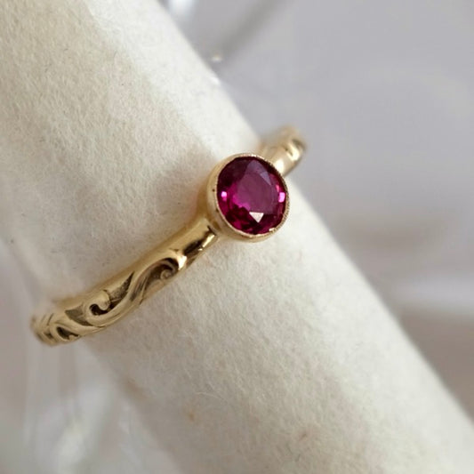 Solid Gold Ruby Baroque Ring by Joy Everley