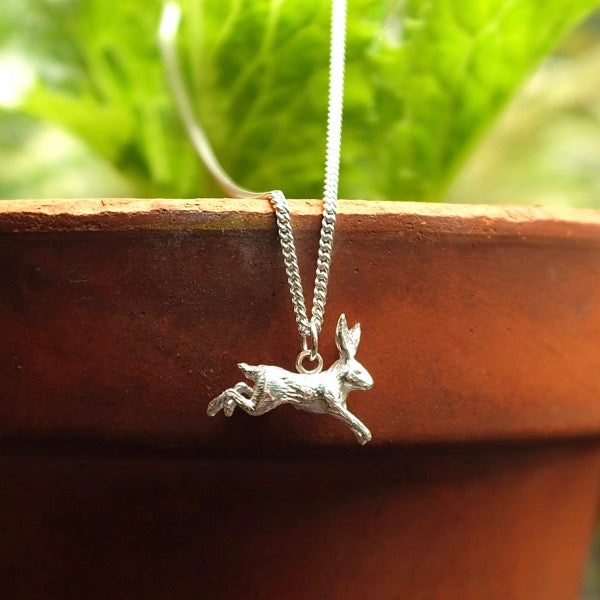 Solid Silver Leaping Hare by Joy Everley