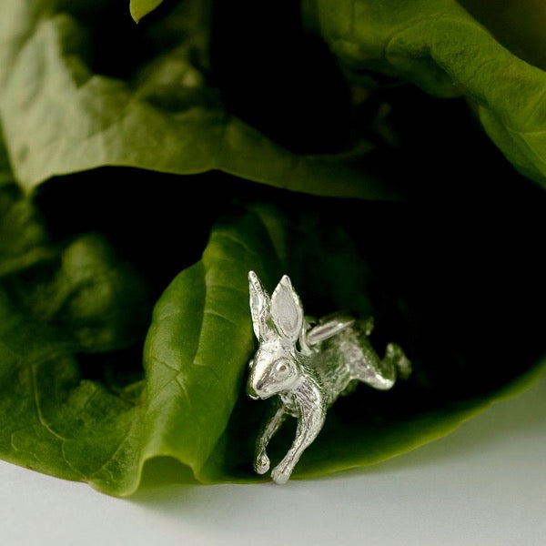 Solid Silver Leaping Hare by Joy Everley